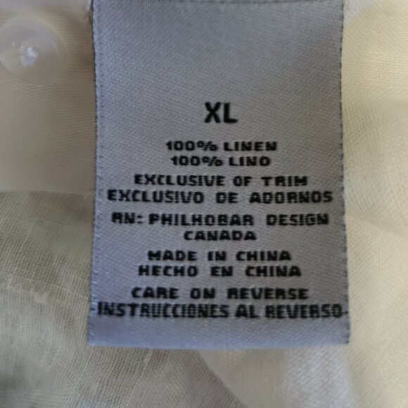 Original Nicole Miller White Linen Button Down 3/4 Sleeve Shirt Size XL 0045 - Picture 5 of 6